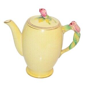 Royal Winton Grimwades Rose Bud Yellow Tea Coffee Pot 6” crazing repair‎